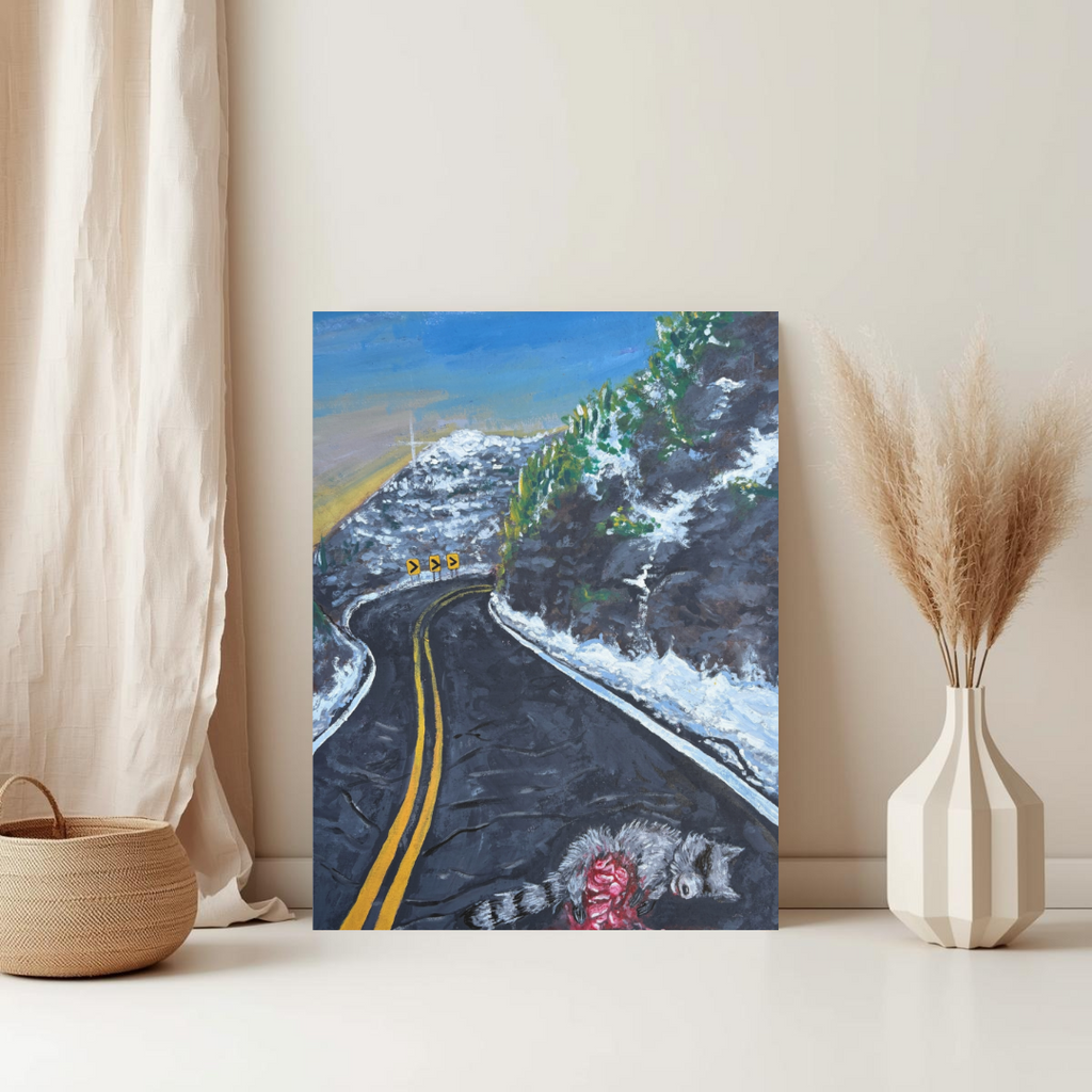Mountain Scene Road Animal Canvas Print