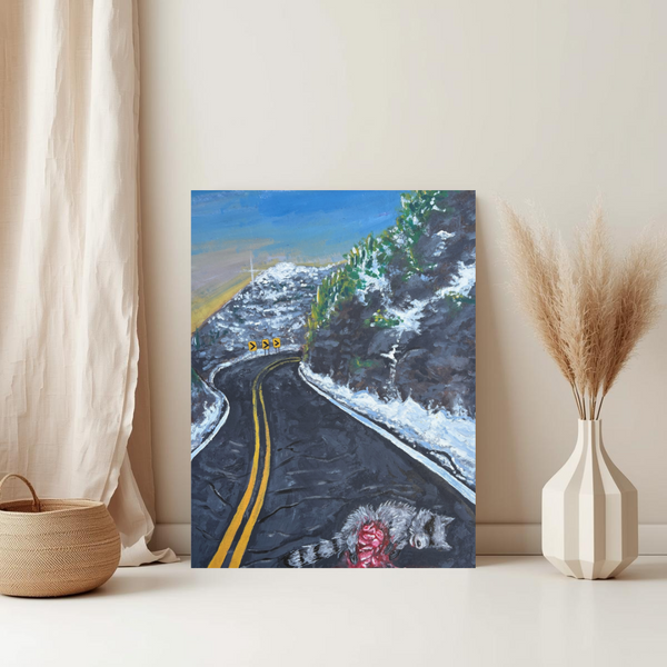 Mountain Scene Road Animal Canvas Print