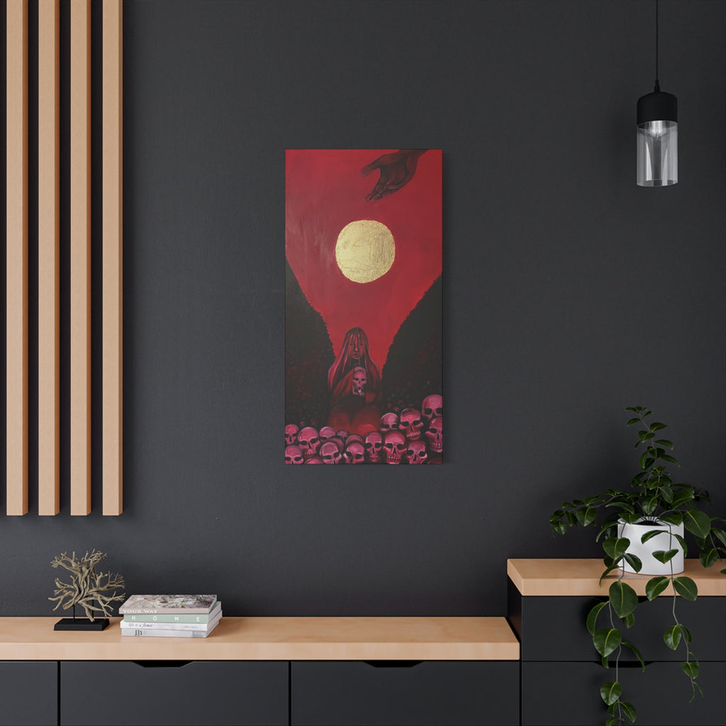 Gothic Red Skull Moonlight Canvas Print