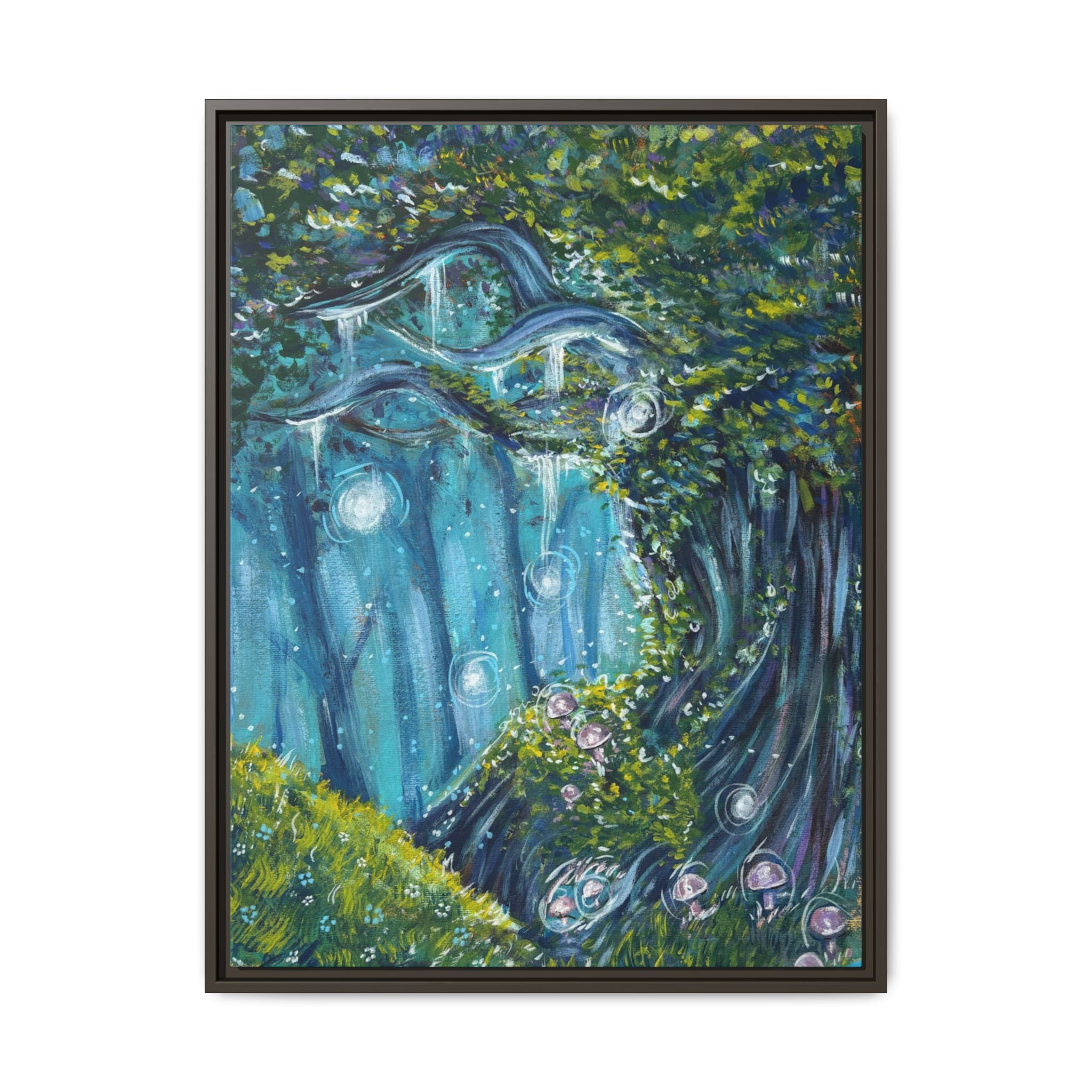 Enchanted Forest Matte Canvas Print, Framed Painting, Nature Home Decor, Woodland Artwork, Greenery Wall Hanging