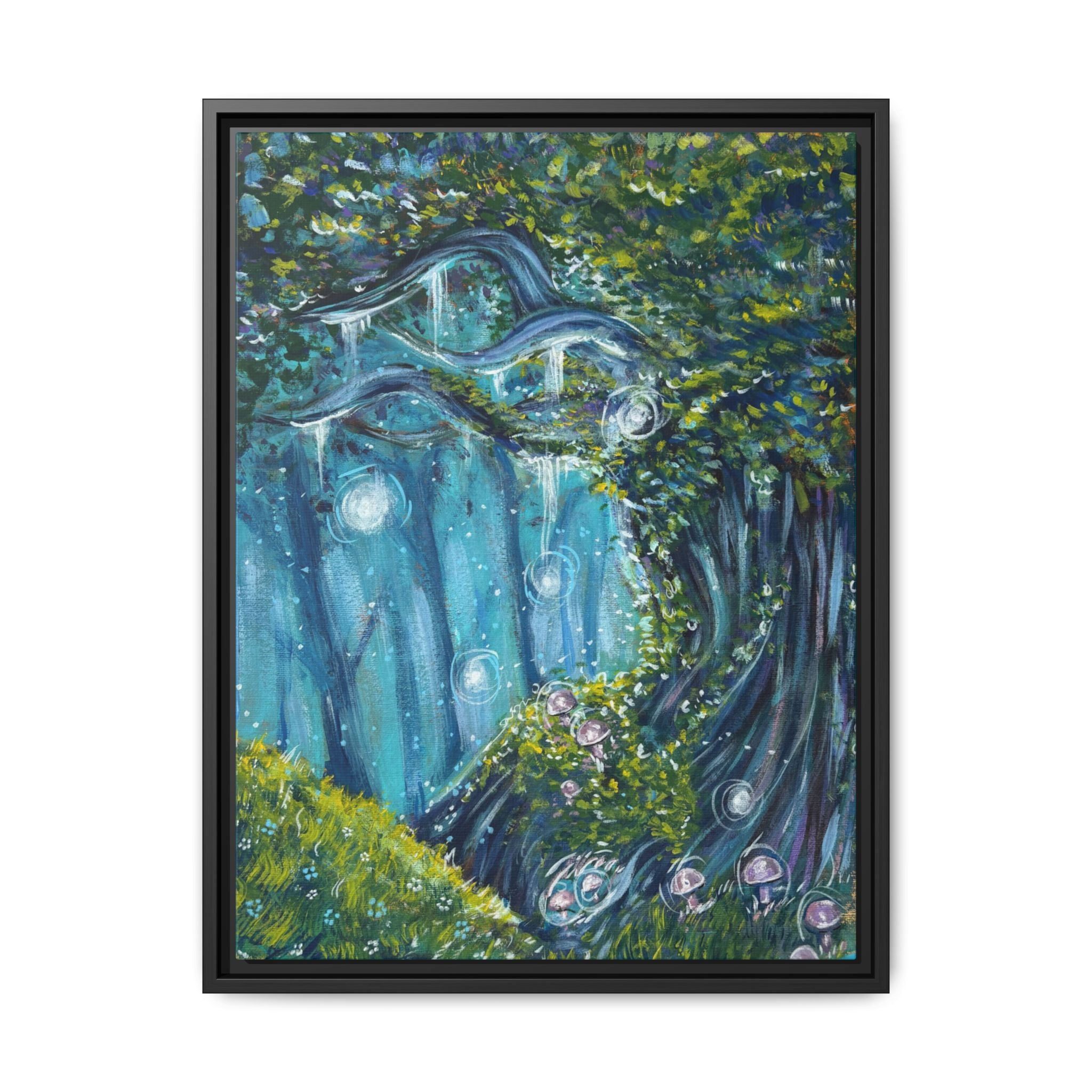 Enchanted Forest Matte Canvas Print, Framed Painting, Nature Home Decor, Woodland Artwork, Greenery Wall Hanging