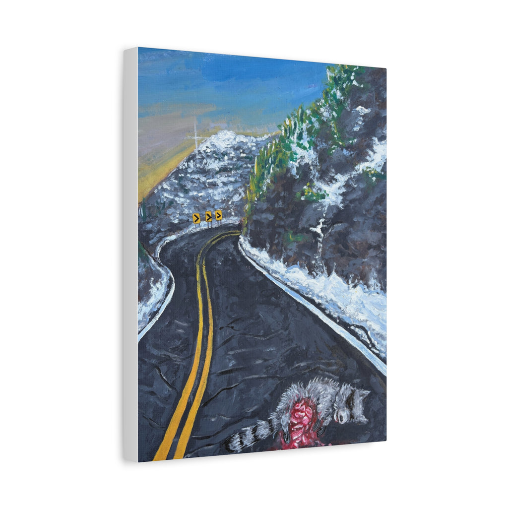 Mountain Scene Road Animal Canvas Print