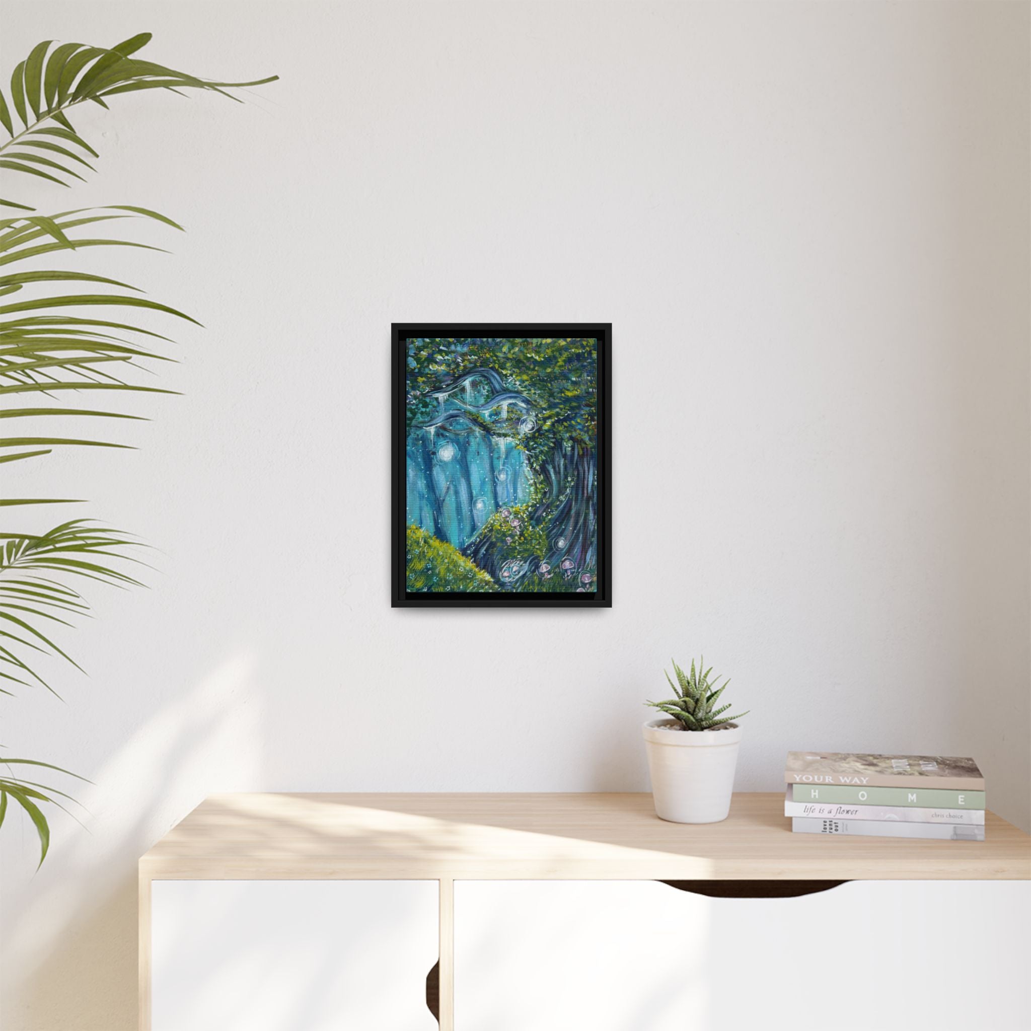 Enchanted Forest Matte Canvas Print, Framed Painting, Nature Home Decor, Woodland Artwork, Greenery Wall Hanging