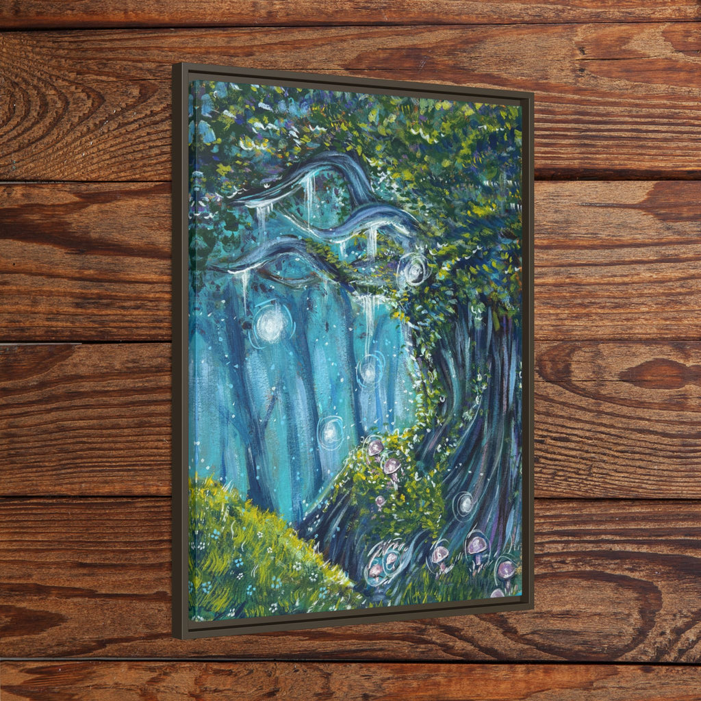 Enchanted Forest Matte Canvas Print, Framed Painting, Nature Home Decor, Woodland Artwork, Greenery Wall Hanging