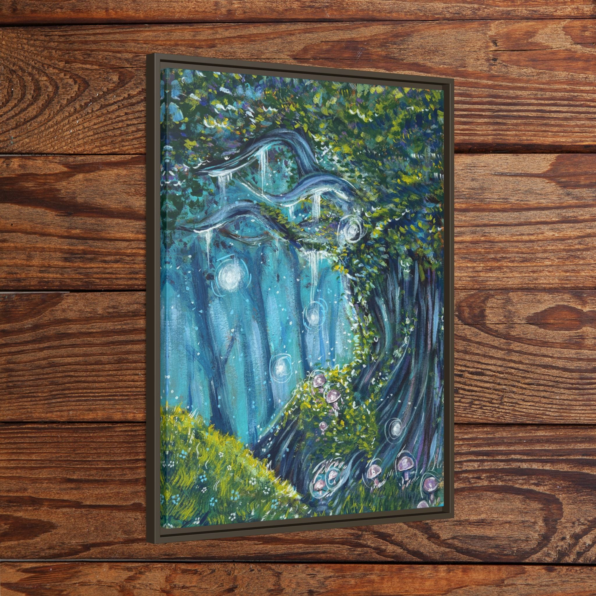 Enchanted Forest Matte Canvas Print, Framed Painting, Nature Home Decor, Woodland Artwork, Greenery Wall Hanging