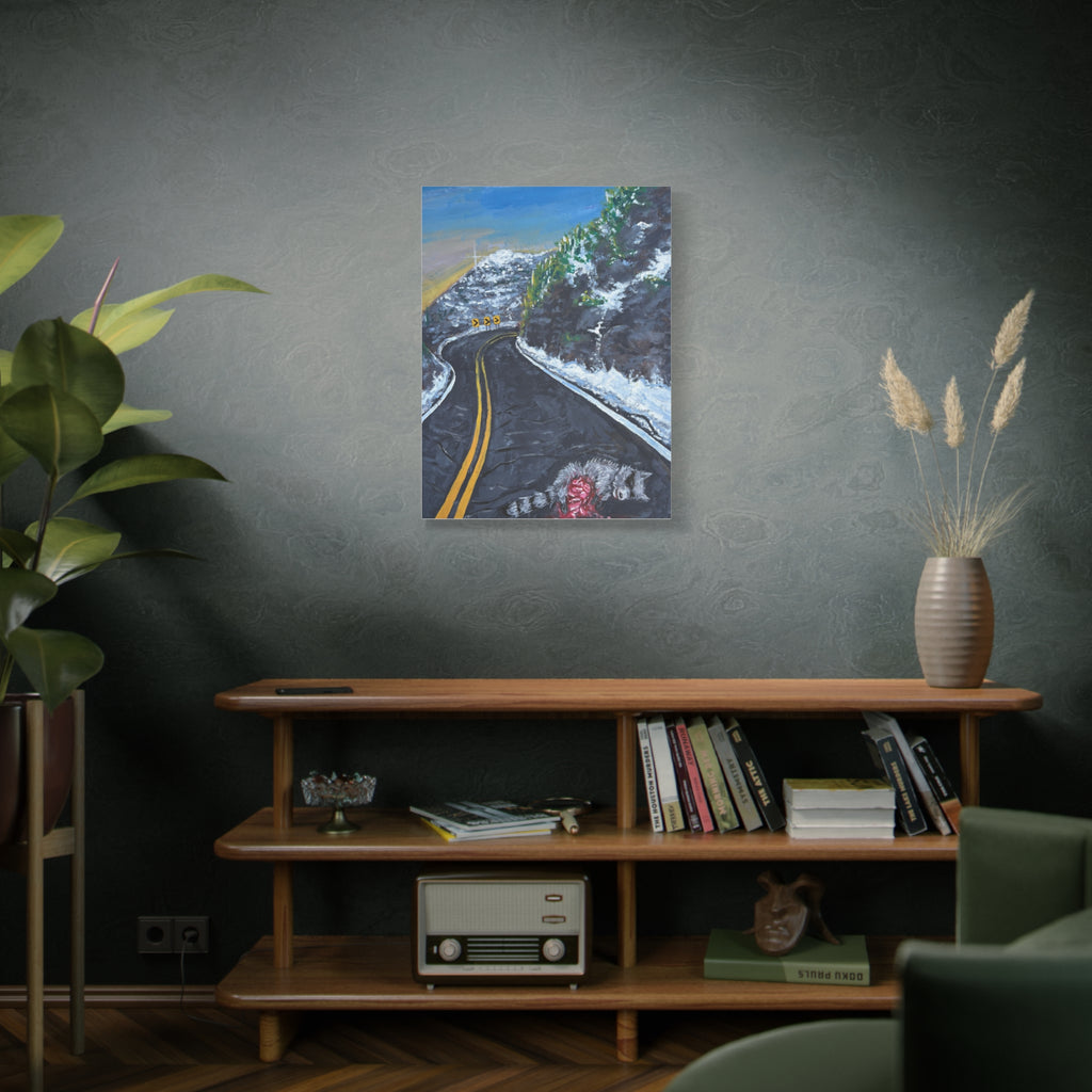 Mountain Scene Road Animal Canvas Print