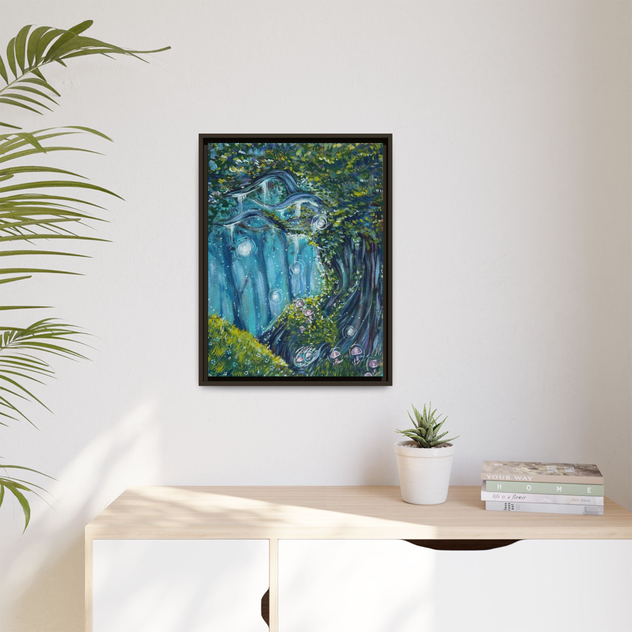 Enchanted Forest Matte Canvas Print, Framed Painting, Nature Home Decor, Woodland Artwork, Greenery Wall Hanging
