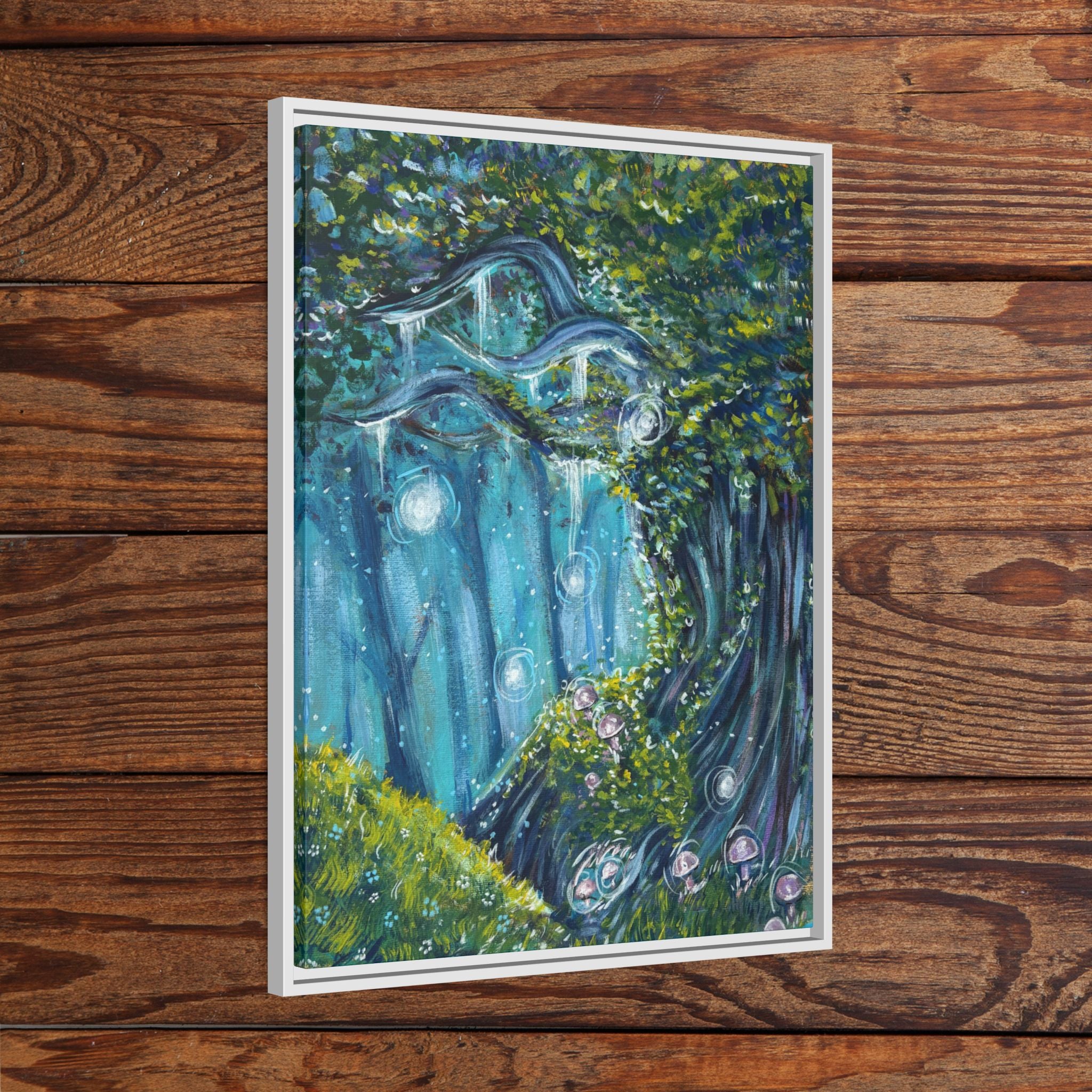 Enchanted Forest Matte Canvas Print, Framed Painting, Nature Home Decor, Woodland Artwork, Greenery Wall Hanging