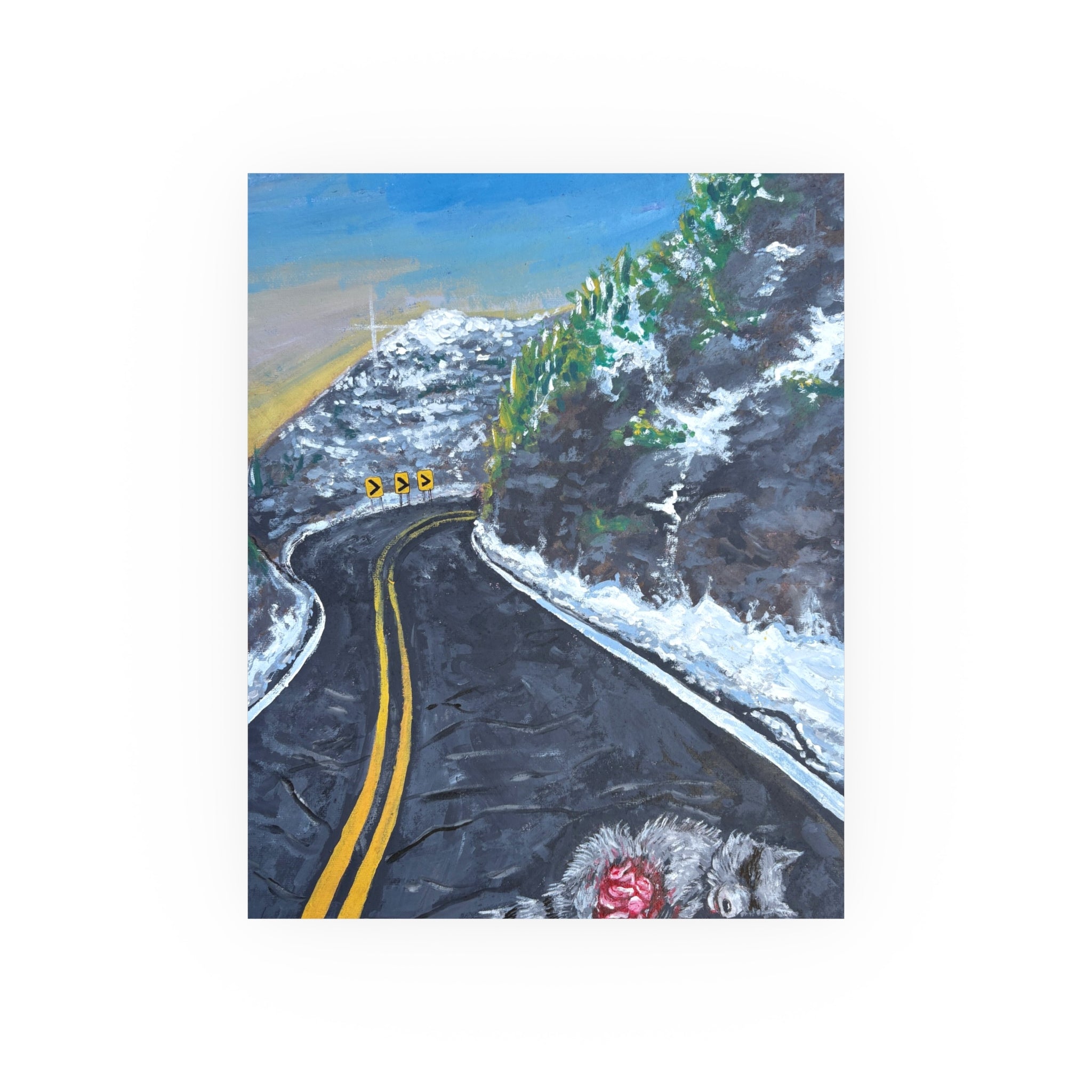 Macabre Winter Drive Scenic Mountain Road Landscape Giclee Print