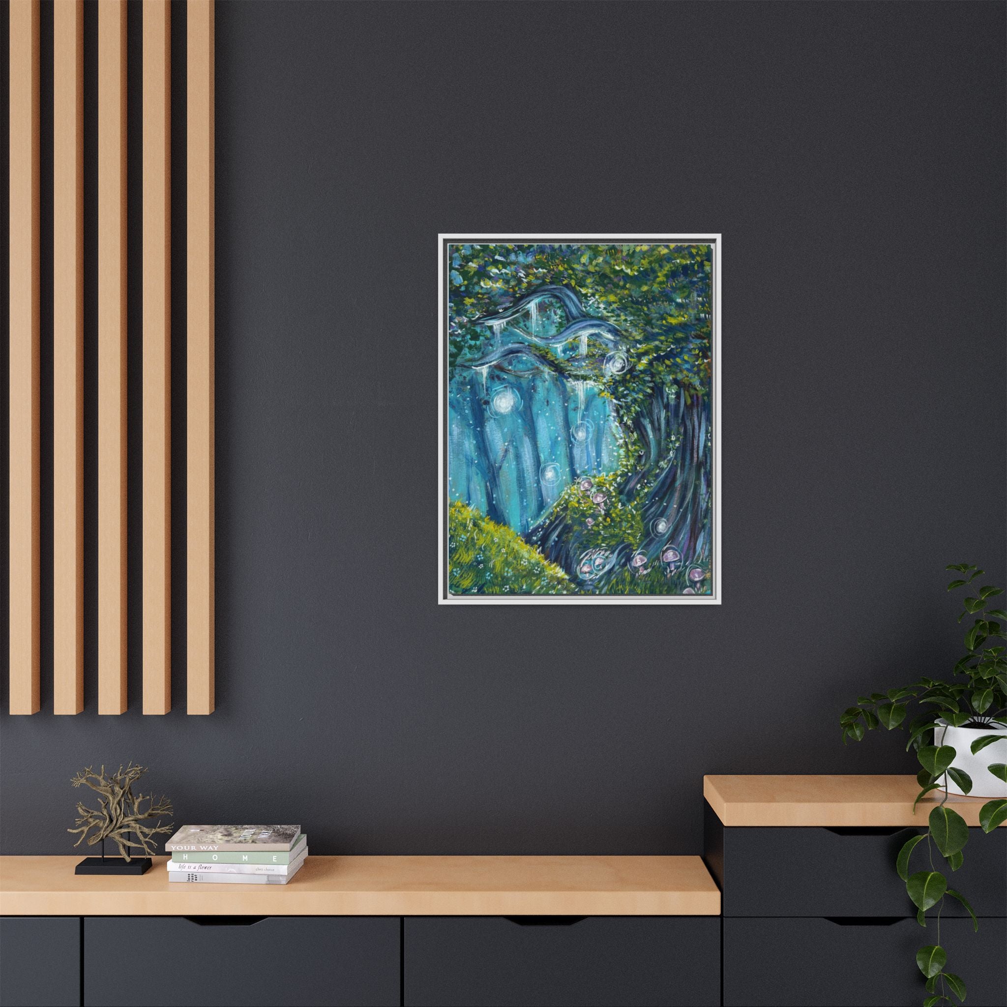 Enchanted Forest Matte Canvas Print, Framed Painting, Nature Home Decor, Woodland Artwork, Greenery Wall Hanging
