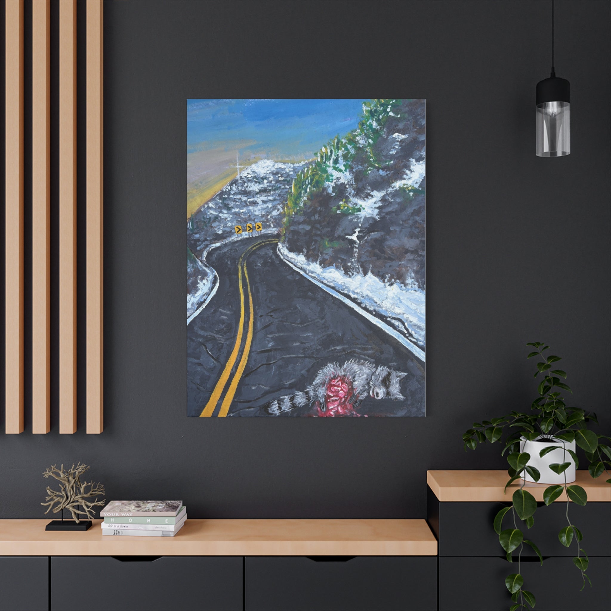 Mountain Scene Road Animal Canvas Print