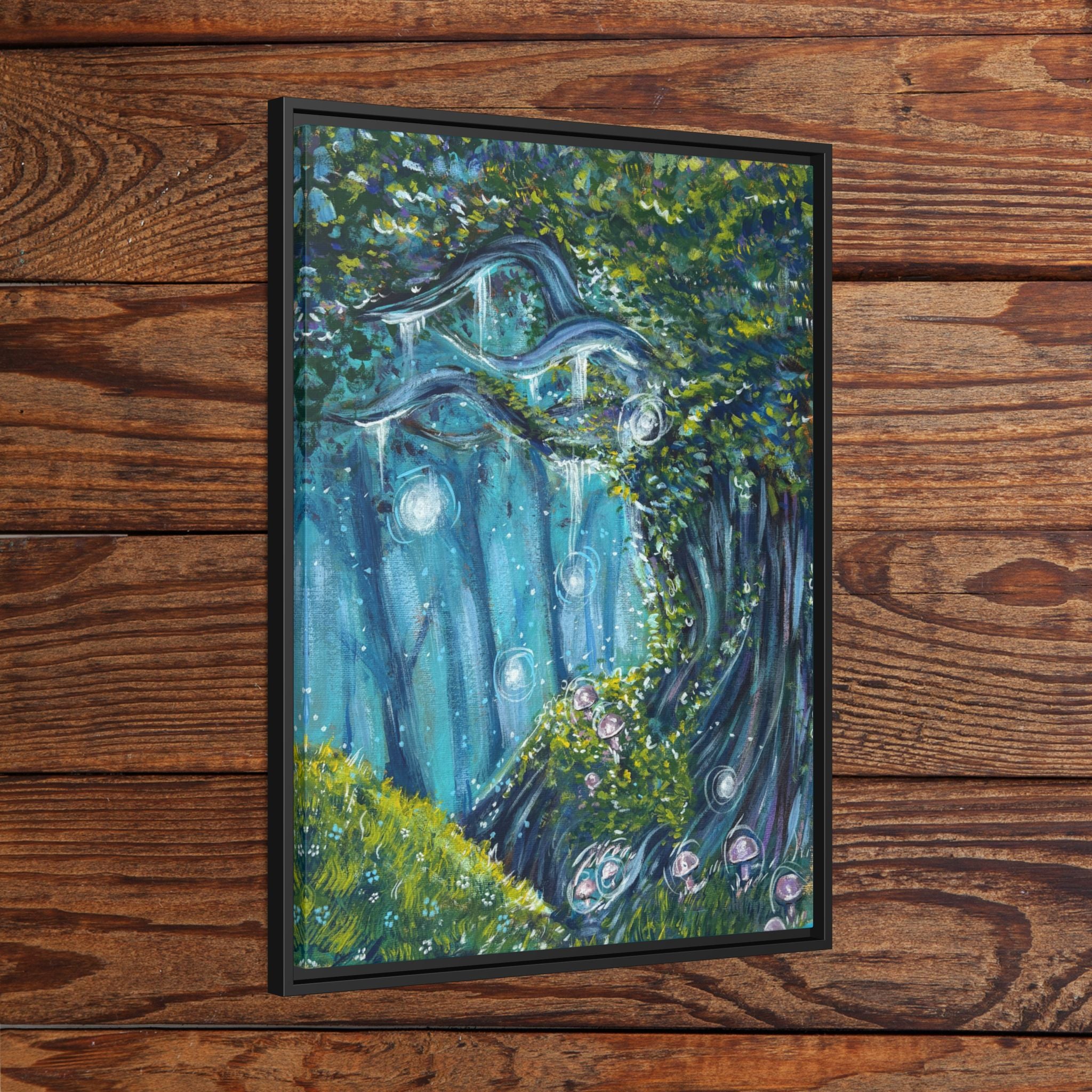 Enchanted Forest Matte Canvas Print, Framed Painting, Nature Home Decor, Woodland Artwork, Greenery Wall Hanging
