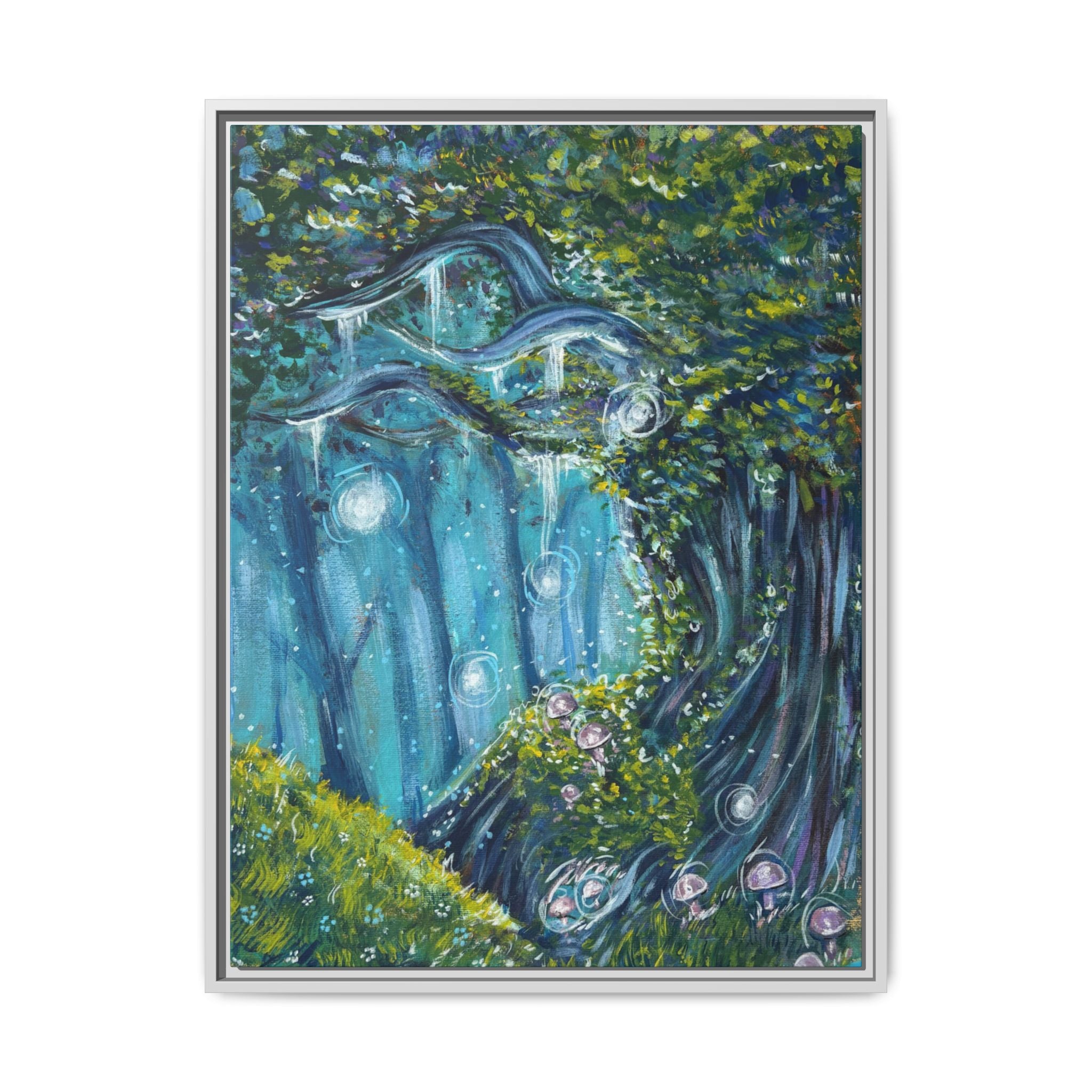 Enchanted Forest Matte Canvas Print, Framed Painting, Nature Home Decor, Woodland Artwork, Greenery Wall Hanging