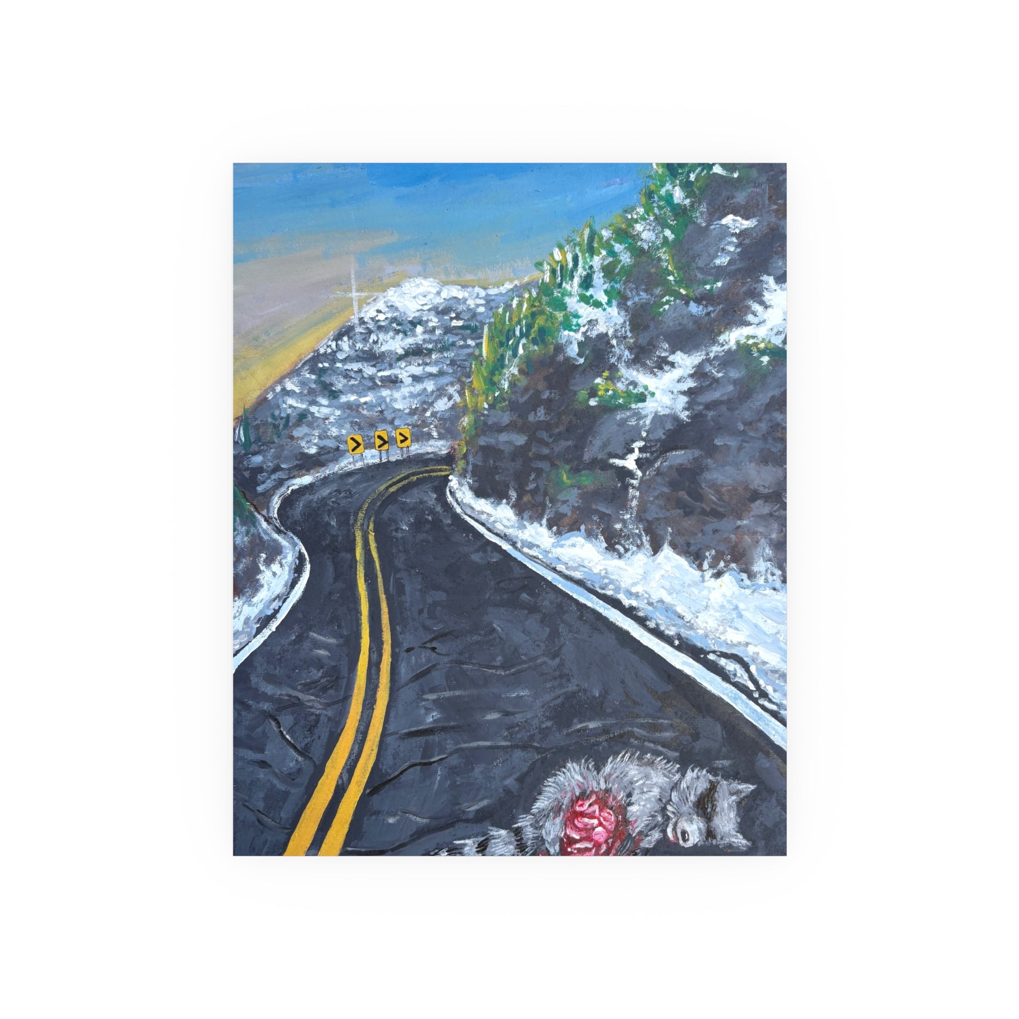 Macabre Winter Drive Scenic Mountain Road Landscape Giclee Print