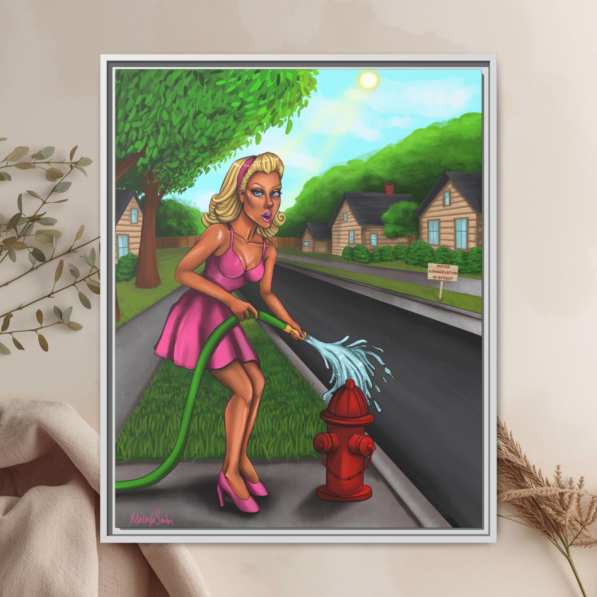 Retro Girl Canvas Art, Framed Pop Art Print, Retro Girl Poster, Multi-color Artwork, Home Decor Gift