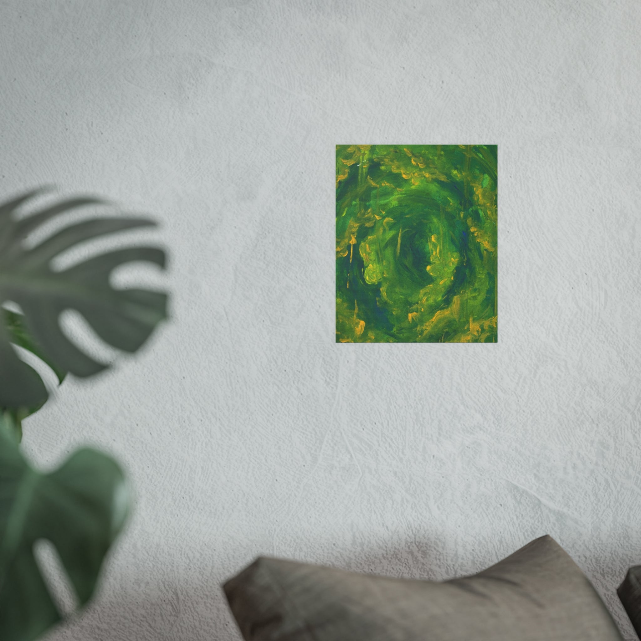 Abstract Green Vortex Poster — Swirling Botanical Art Print