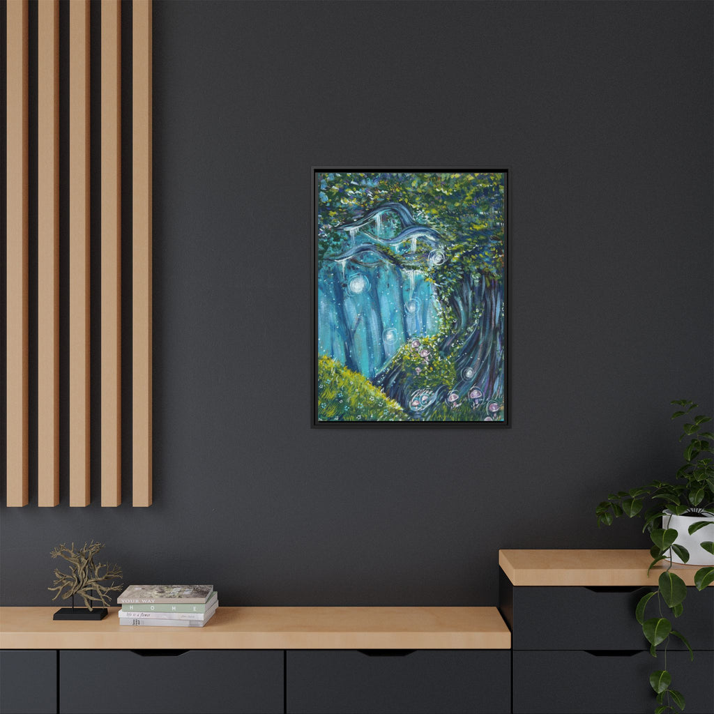Enchanted Forest Matte Canvas Print, Framed Painting, Nature Home Decor, Woodland Artwork, Greenery Wall Hanging