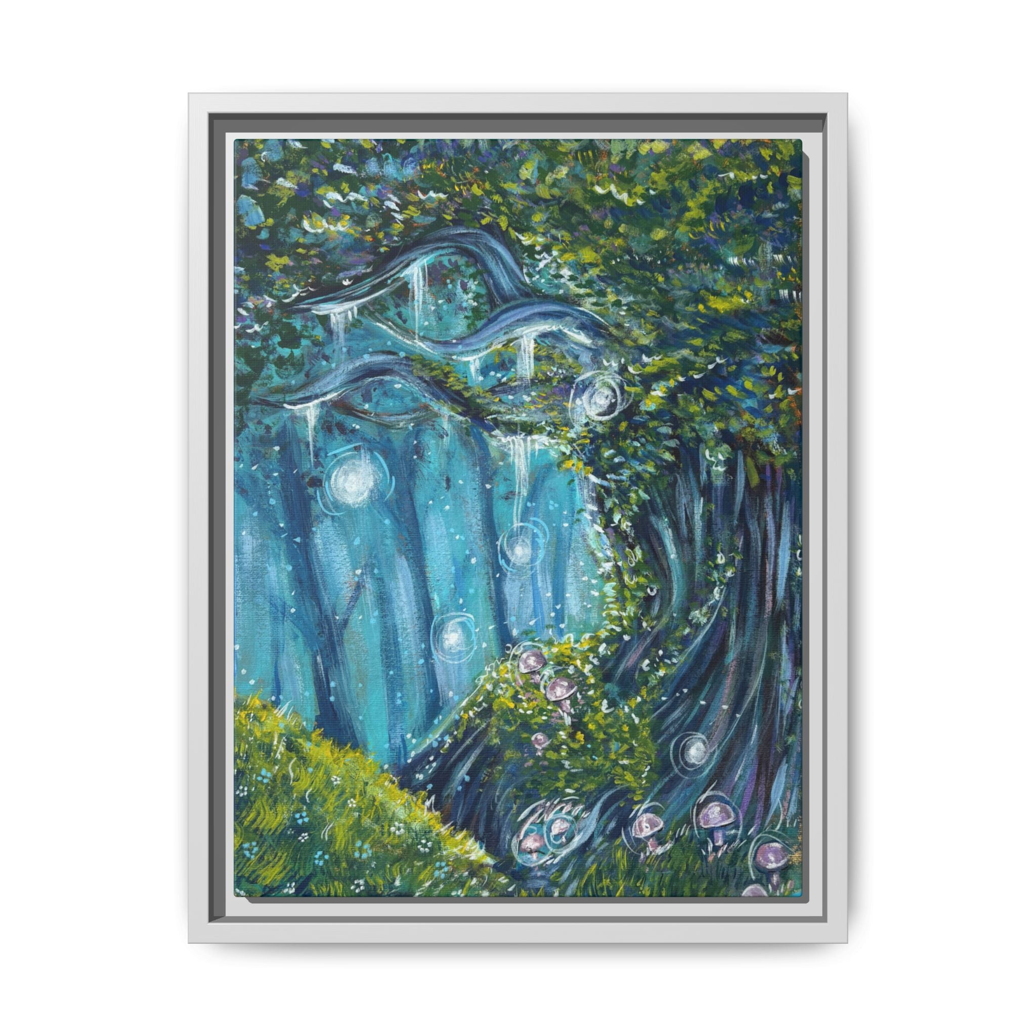 Enchanted Forest Matte Canvas Print, Framed Painting, Nature Home Decor, Woodland Artwork, Greenery Wall Hanging