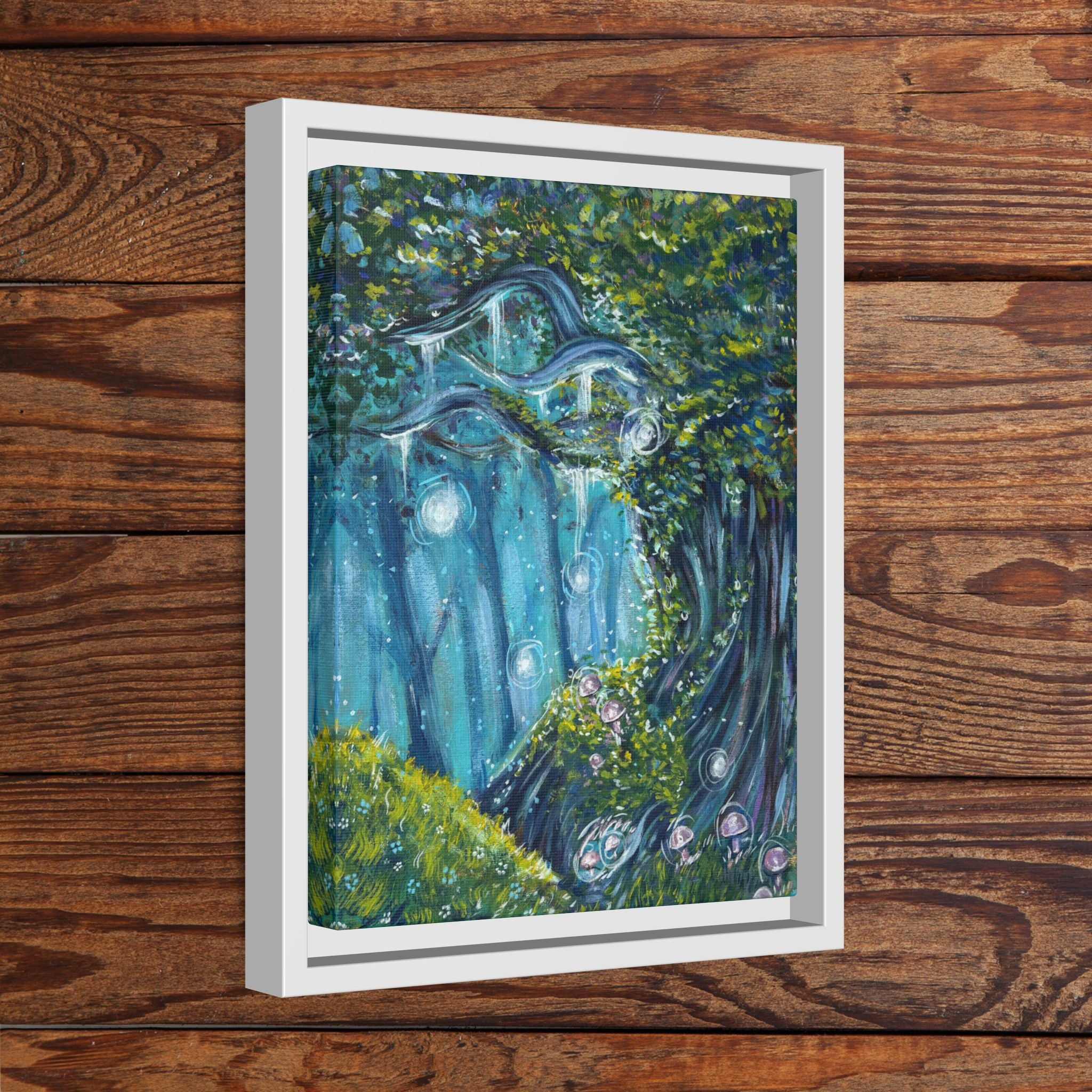 Enchanted Forest Matte Canvas Print, Framed Painting, Nature Home Decor, Woodland Artwork, Greenery Wall Hanging