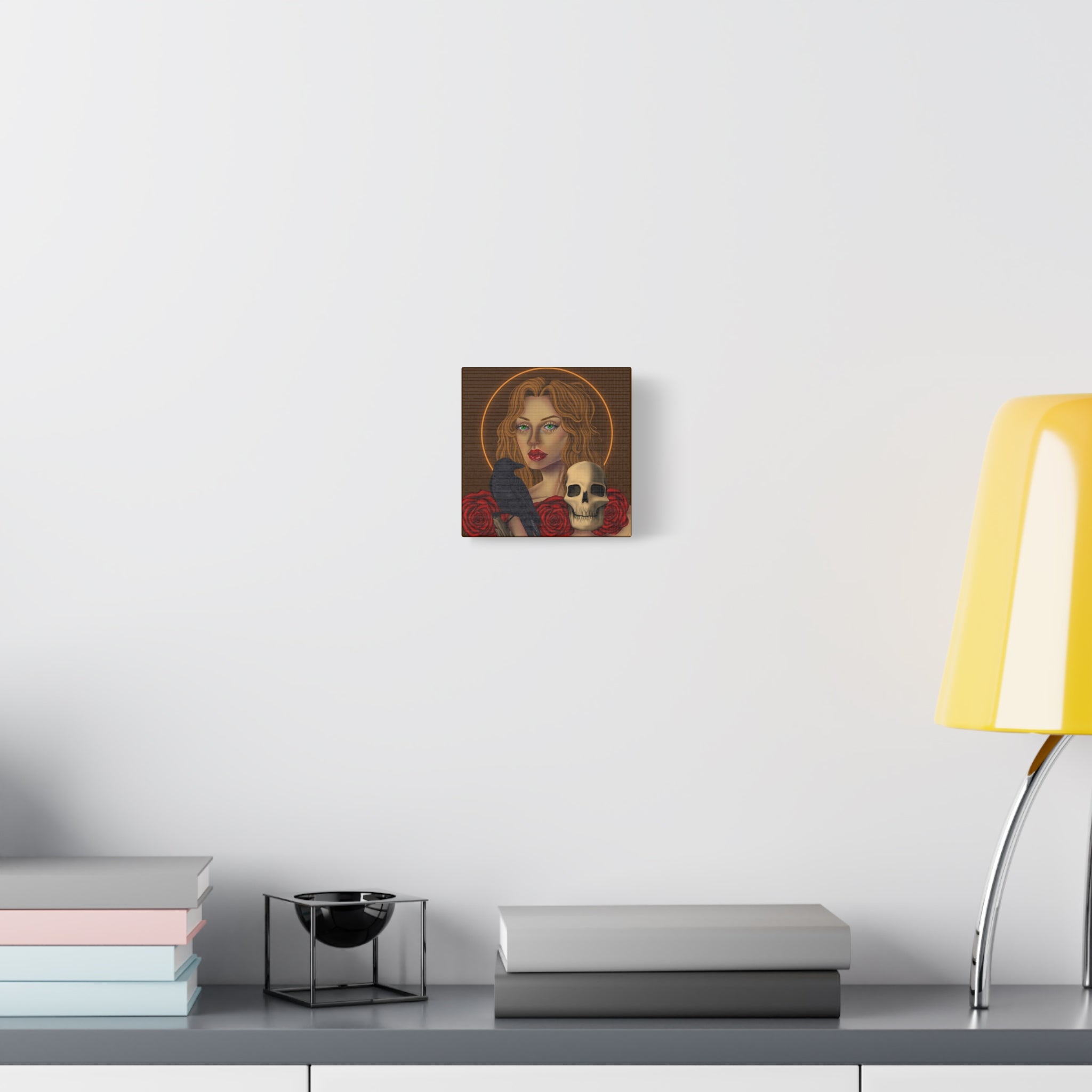 Vintage Skull & Roses Dark Portrait Canvas Print