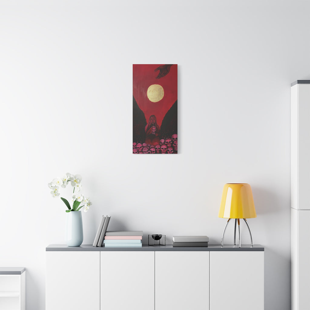 Gothic Red Skull Moonlight Canvas Print