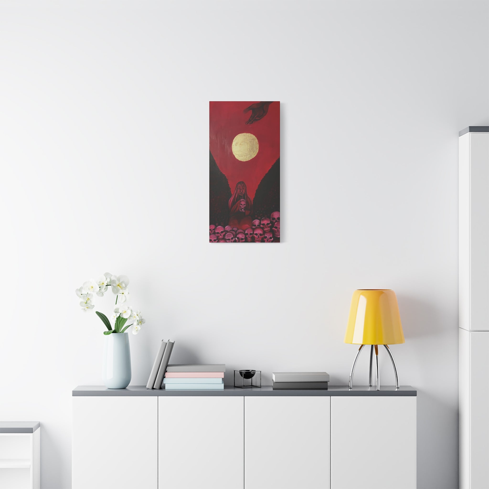 Gothic Red Skull Moonlight Canvas Print