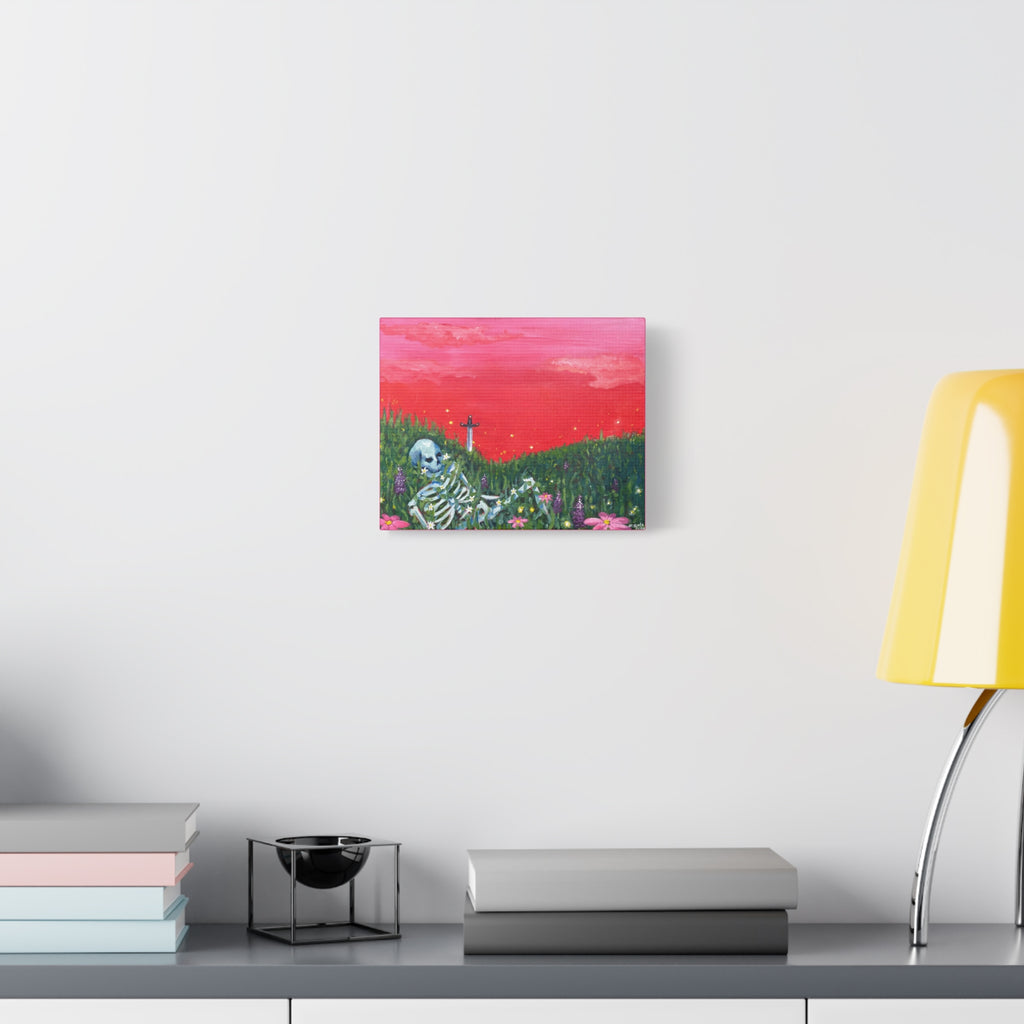 Resting Skeleton in Wildflower Field Canvas Print