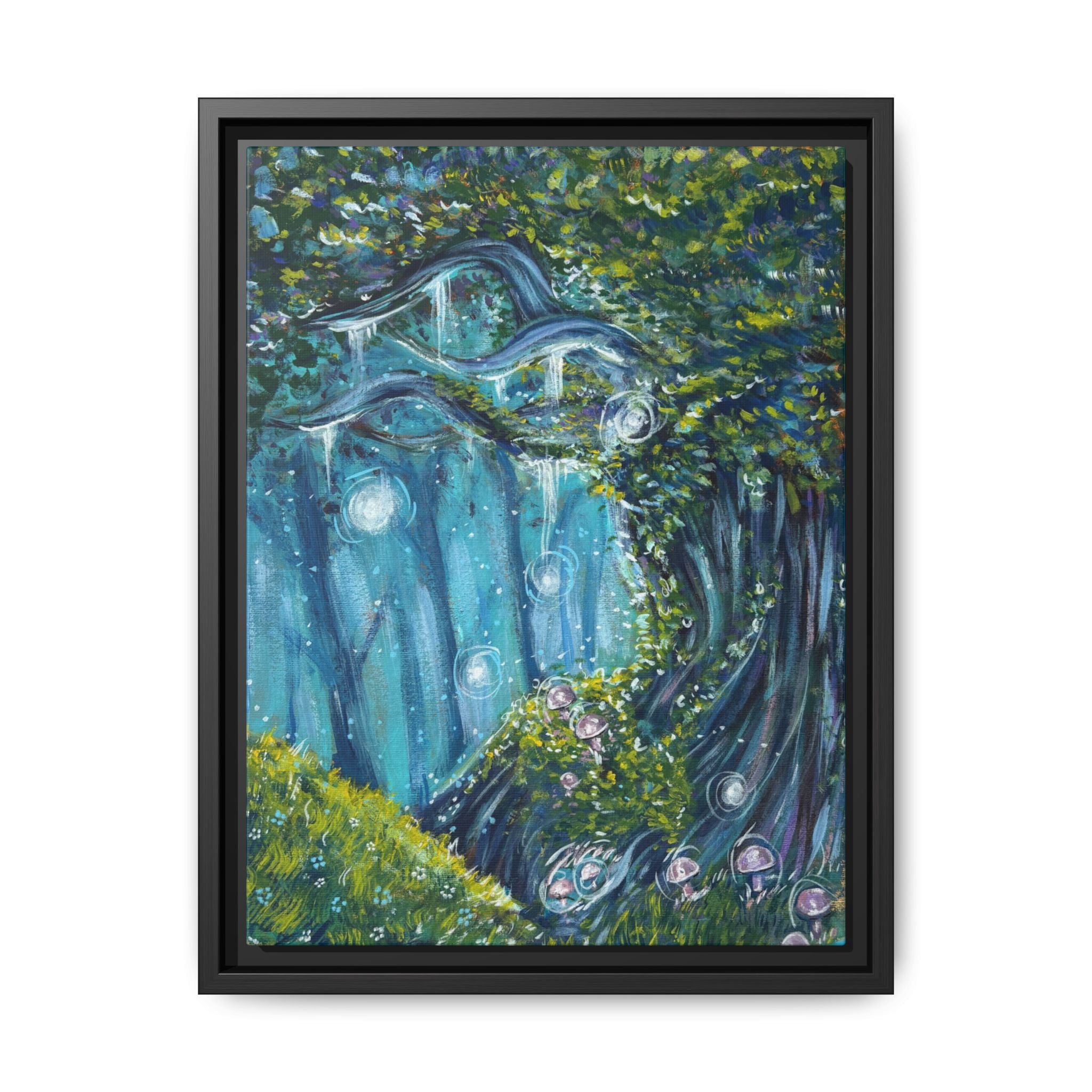 Enchanted Forest Matte Canvas Print, Framed Painting, Nature Home Decor, Woodland Artwork, Greenery Wall Hanging