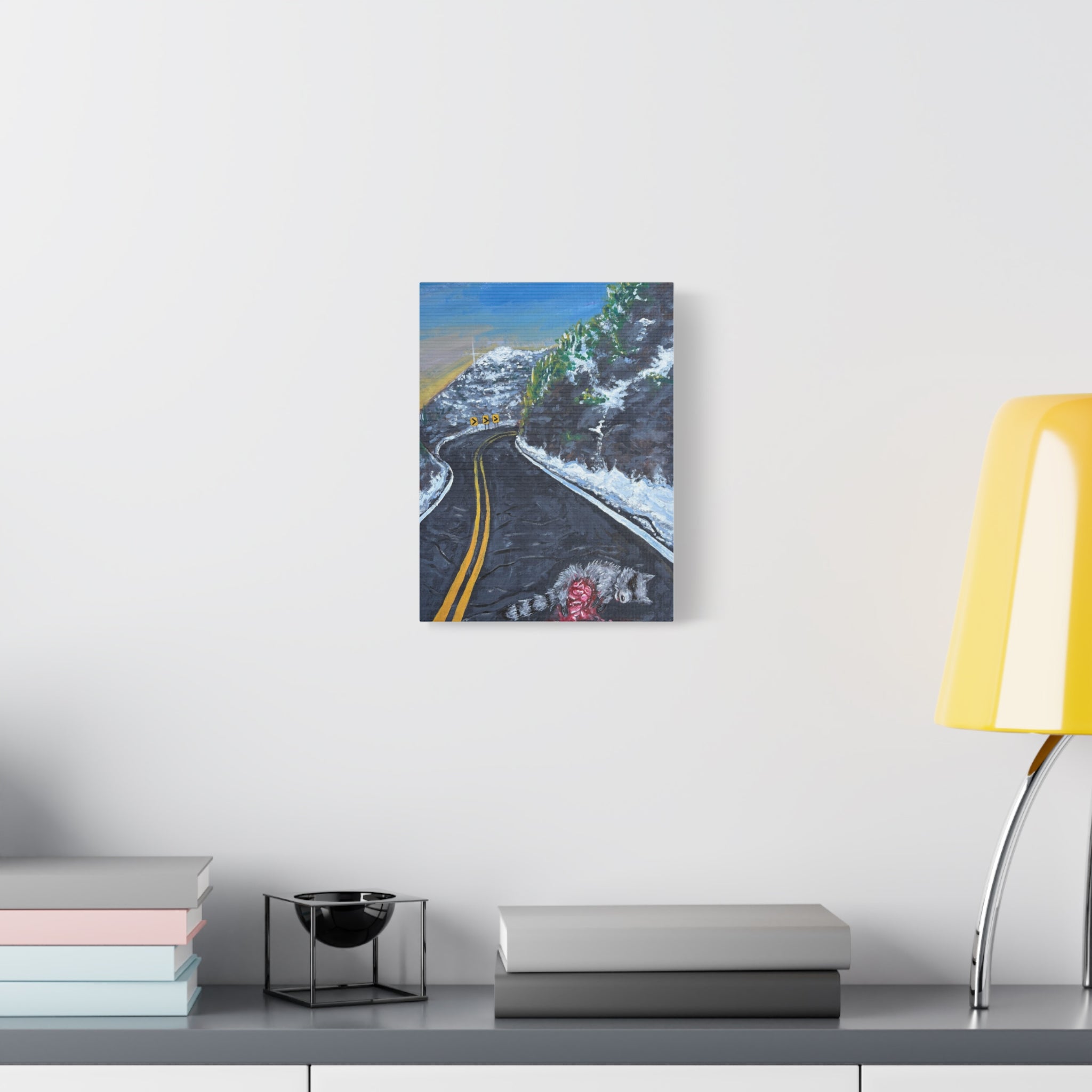 Mountain Scene Road Animal Canvas Print