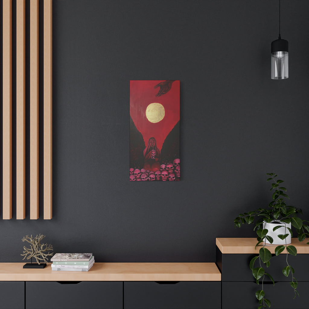 Gothic Red Skull Moonlight Canvas Print