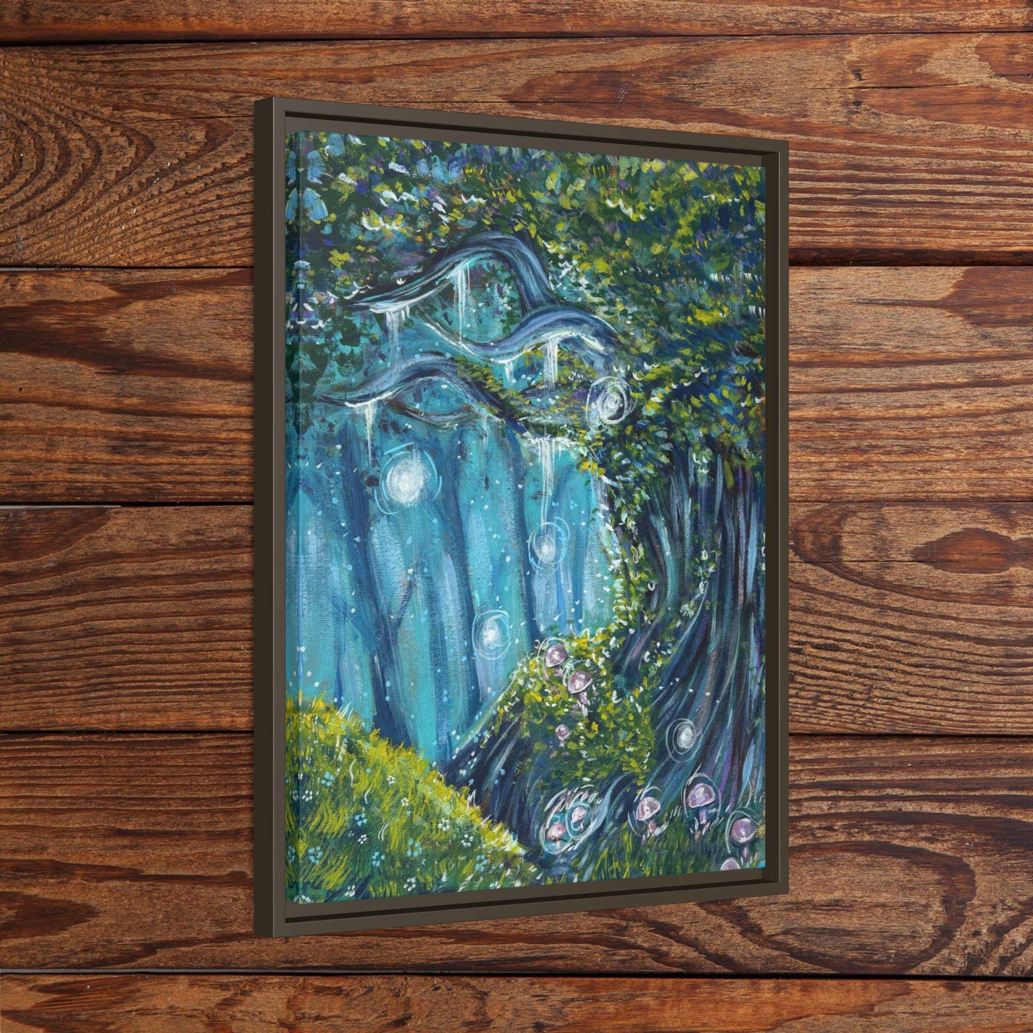 Enchanted Forest Matte Canvas Print, Framed Painting, Nature Home Decor, Woodland Artwork, Greenery Wall Hanging