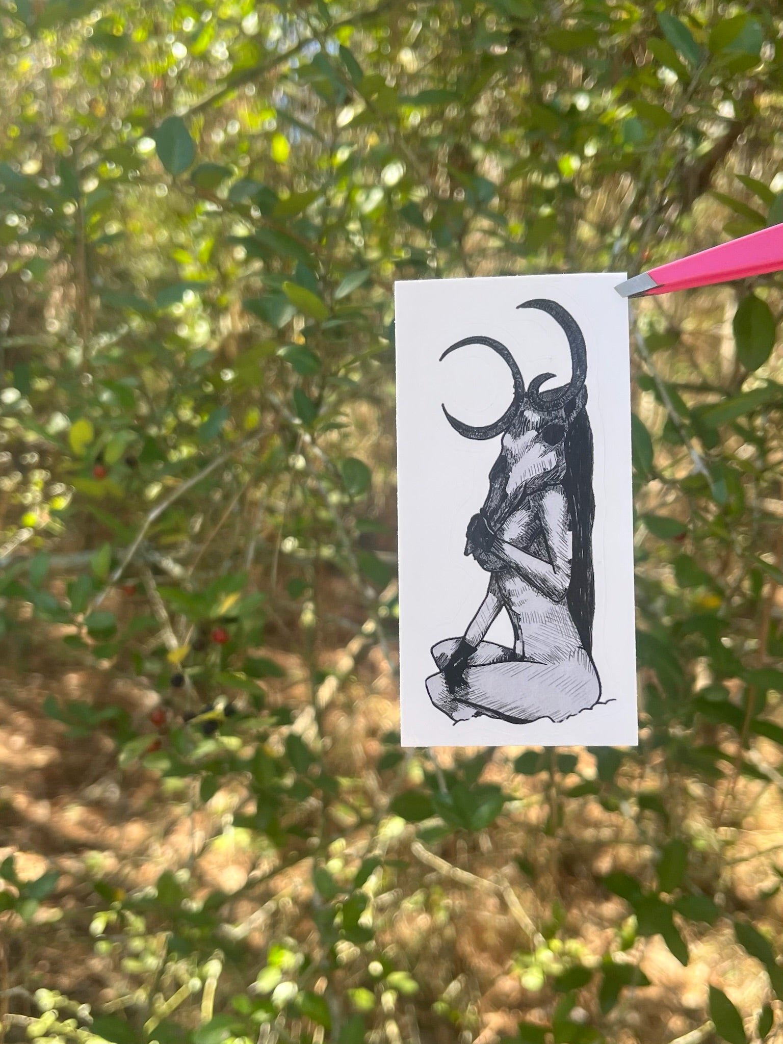 Mystical Horned Creature Kiss-Cut Vinyl Sticker