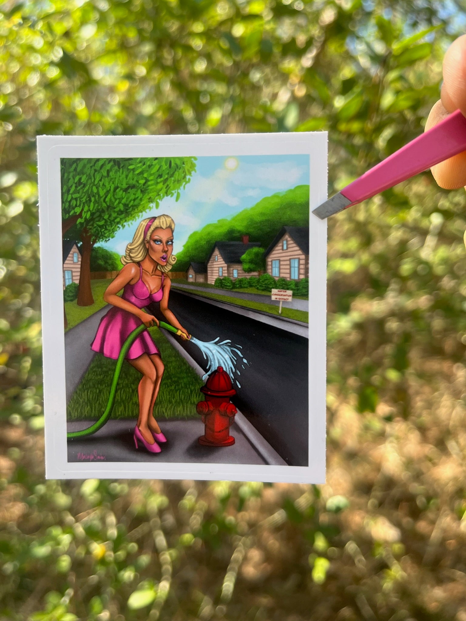 Ironic Retro Pinup Model Kiss-Cut Vinyl Sticker