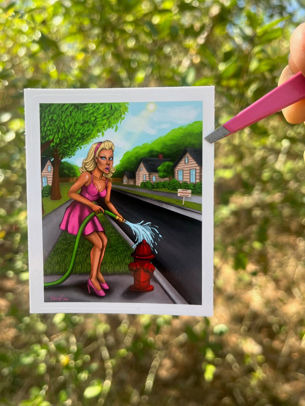 Ironic Retro Pinup Model Kiss-Cut Vinyl Sticker