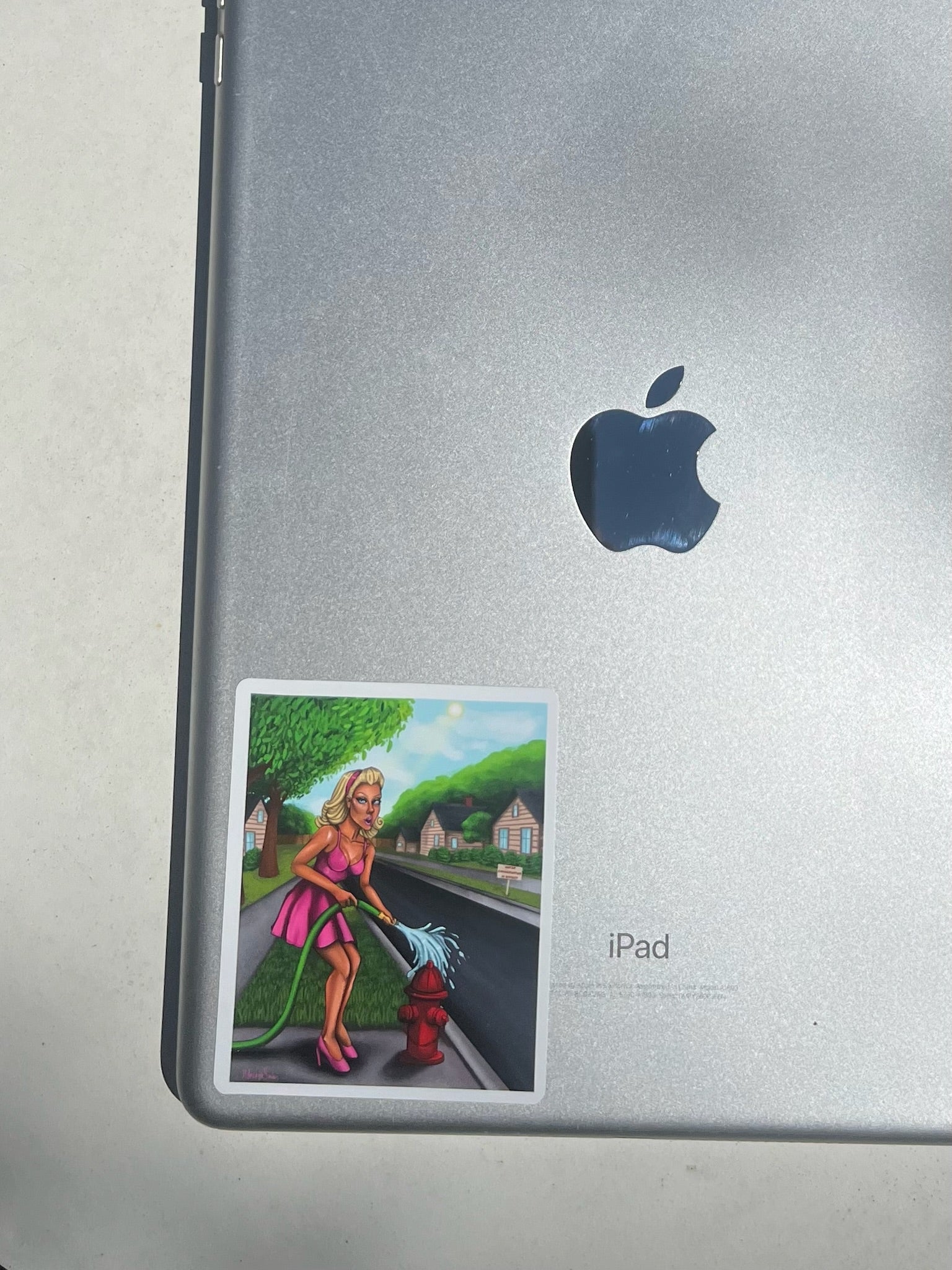 Ironic Retro Pinup Model Kiss-Cut Vinyl Sticker