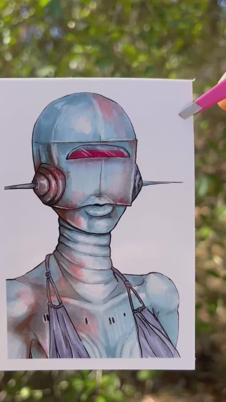 Futuristic Robot Kiss-Cut Vinyl Sticker